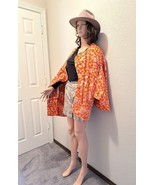 Silk Kimono-Caftan, VINTAGE Kimono coat orange pure silk lRetro Taisho R... - $1,524.33 MXN