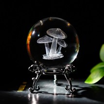 3D Etched Mushroom Crystal Ball Paperweight 2.36&quot;D x 2.36&quot;W x 2.36&quot;H - $19.56