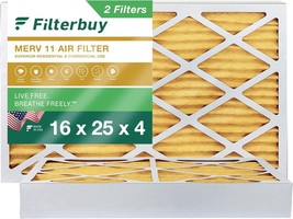 Filterbuy 16X25X4 Air Filter Merv 11, Actual Size: 15.50 X 24.50 X 3.63 Inches - £49.92 GBP