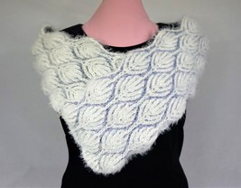 Handmade scarf. Knitted white scarf in Brioche style. WT -1 - $60.00