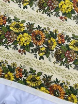 House N Home Fabrics &amp; Draperies Vintage MCM Floral Fabric Orange Yellow Flowers - £14.56 GBP