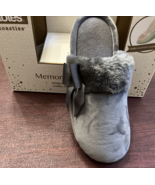 Totes Toasties Super Soft Ash Gray With Bow Women&#39;s Size Large 8-9 NEW - $23.35