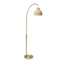 Antique Brass Color Arch Floor Lamp with Rattan Shade by Drew Barrymore Flower H - £39.50 GBP