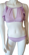 NWT CARMEN MARC VALVO S bikini swimsuit ruffle lavender 2 piece set high neck  - £38.76 GBP