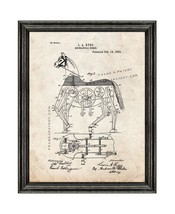 Mechanical Horse Patent Print Old Look with Black Wood Frame - £19.63 GBP+