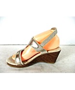  Avenue Gold Beige Glitter Slingback Wedge Heels Sandal Shoes Women&#39;s 8 ... - £18.33 GBP