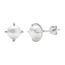 Sterling silver earring 18k gold plated freshwater pearl stud earring for women classic thumb200