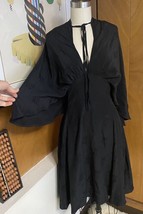 Anthropologie MAEVE Silk Dress Sz 0 2 Batwing Sleeves black floral - £39.66 GBP