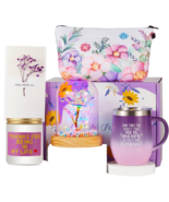 LED Rose Flower Gift Set w Tumbler, Lavender Scented Candle, &amp; Cosmetic ... - £39.47 GBP