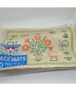 Valcour All Purpose Place Mats Vintage  Paper Placemats Peacock Deer Flo... - $16.03