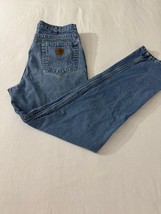 Carhartt Men's Blue Toughest Work Denim Jeans Measured Size (32×30.5) image 2