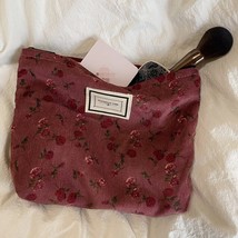 Corduroy Retro  Print Cosmetic Bag Wash Bag Women Travel Cosmetic Pouch Beauty S - £14.17 GBP