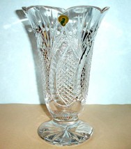 Waterford Crystal Seahorse 10&quot; Footed Vase Scalloped Top Edge #108095 New - £276.05 GBP