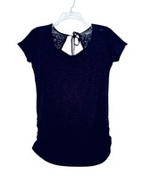 No Boundaries Womens M(7-9) Black Ruched Sides Short Sleeve Lace Tie Bac... - $12.95