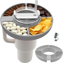 grey silicone snack tray for stanley 40 oz tumbler comes with straw topper - $129.17 MXN