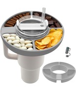 grey silicone snack tray for stanley 40 oz tumbler comes with straw topper - $9.50 CAD