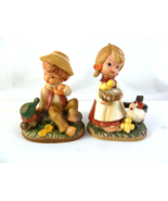 Vintage Marks and Rosenfeld Figurine Farm Girl with Chickens &amp; Boy w Tur... - $194.34 MXN