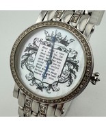 Juicy Couture Quartz Watch Men Silver Steel Curved Rhinestone ~For Parts... - $23.74