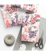 Coral and Blue Victorian Wrapping Paper Vintage-Inspired Toile Gift Wrap... - €20,20 EUR