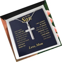 To My Son Cross Necklace With Message Card In A Box - $128.08