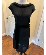 Yves Saint Laurent Black Jersey Shift Dress with Sash Sleeveless SZ Fr 4... - £272.92 GBP