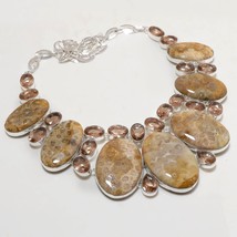 Fossil Coral Morganite Gemstone Handmade Fashion Necklace Jewelry 18&quot; SA 5304 - $14.99