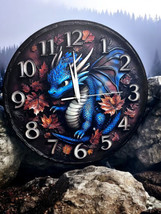 &quot;Blue Baby Dragon Wall Clock - 12-inch Fantasy Decor for Home or Office&quot; - $25.73