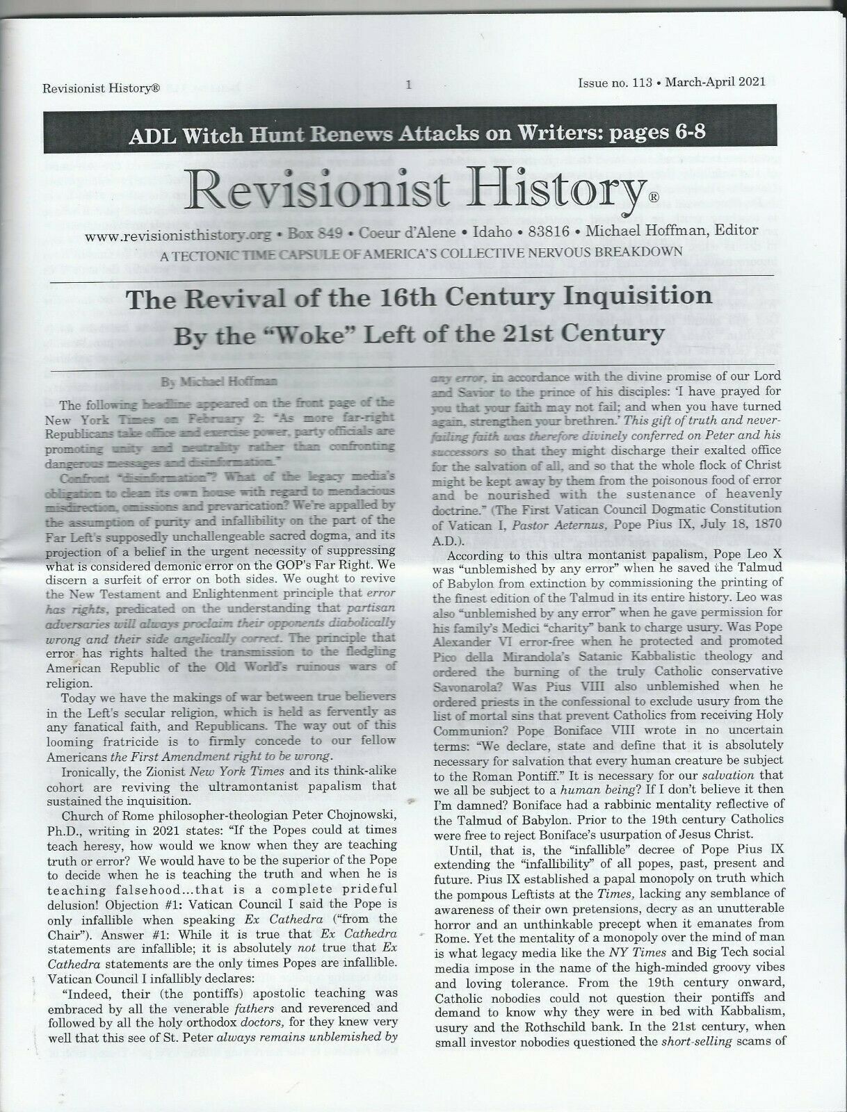 REVISIONIST HISTORY No.113 The Revival of the 16th Century Inquisition b... - $9.99