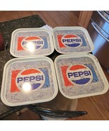 Lot 4 Pepsi Cola Metal Tin Litho Snack Serving Trays Vintage 1960s 1970s... - $124.95