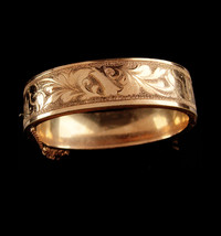 Antique Victorian Rose gold filled Bracelet hinged bangle vintage estate... - $375.00