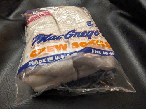 Vintage McGregor White Crew Socks 6 Pair Cotton Blend Striped Men 10 13 USA NEW Item image 8