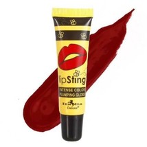 Italia Deluxe Pretty Pout Lip Sting Gloss &amp; Plumper -Dark Red Shade RUBY... - $1.99