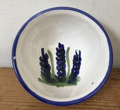 Set Pair 2 Vtg Blue White Floral Lavender Handpainted Mini Ceramic Bowls... - $29.99