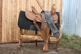 Burnt wood free standing saddle stand rack with tray ready to assemble USA - $235.00