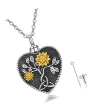 Sunflower Urn Necklaces for Ashes 925 Sterling for - £131.39 GBP