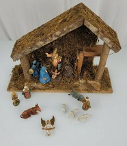 Vintage Wood Wooden Creche Nativity with Holy Family Mary Joseph Jesus Wise Men - £31.91 GBP