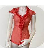 Marineblu Ruffled Top Womens S Coral Gauze Cap Flutter Sleeve Semi Sheer... - $23.02
