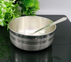 999 pure fine silver handmade solid bowl and spoon, baby utensils set sv126 - £261.14 GBP