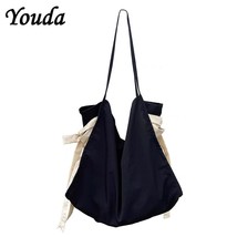 Youda Women Canvas Tote Bag Eco Shopping Pack Polyester Large Capacity Bow Shoul - £28.79 GBP