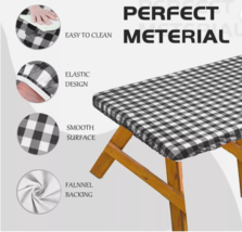 Picnic Table Cover with Bench Covers -Fitted with Elastic Vinyl with Flannel image 2