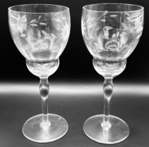 Weston Water Goblets (2) 8&quot; x 3-1/4&quot; Etched Crystal - £17.38 GBP