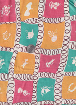 Vintage Feedsack Yellow Turquoise Pink Nostalgia Feed Sack Quilt Sewing ... - $25.00