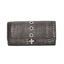INC International Concepts Korra Gray Faux Leather Snake Print Clutch Handbag - £13.43 GBP