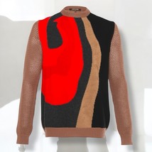 Roberto Cavalli Sweater Men&#39;s Size XL Abstract Knit Design Designer Italy - $350.00