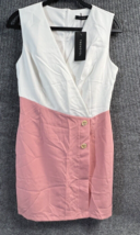 Trendyol Blazer Dress Womens 38 (6 Medium) Pink White Colorblock Sleeveless NWT - £17.47 GBP