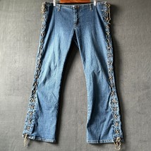 Lace Up Blue Jeans Mid Rise Bootcut Retro Groovy 90s Y2K Bailey Point - ... - $56.95