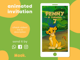 The Lion King Video Invitation Animated, Lion King Digital Birthday Invitation - £10.45 GBP