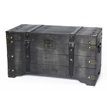 13.75 x 25.5 x 12 in. Distressed Wooden Storage Trunk Black - Medium - $280.86