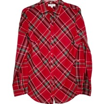 Kim Rogers Womens Size M Blouse Long Sleeve Button Front Collared Red Plaid - £10.19 GBP