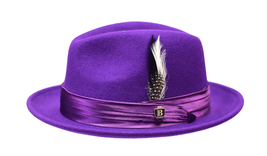 Mens Bruno Capelo Hat Australian Wool Crushable Fedora Giovani UN107 Purple - £52.08 GBP